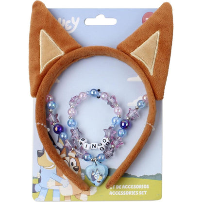 Bluey Kinderschmuck-Set mit weichen Ohren, Halskette und Armband mit Bingo-Anhänger | Spielzubehör für Mädchen ab 3 Jahren mit thematischer Geschenkverpackung