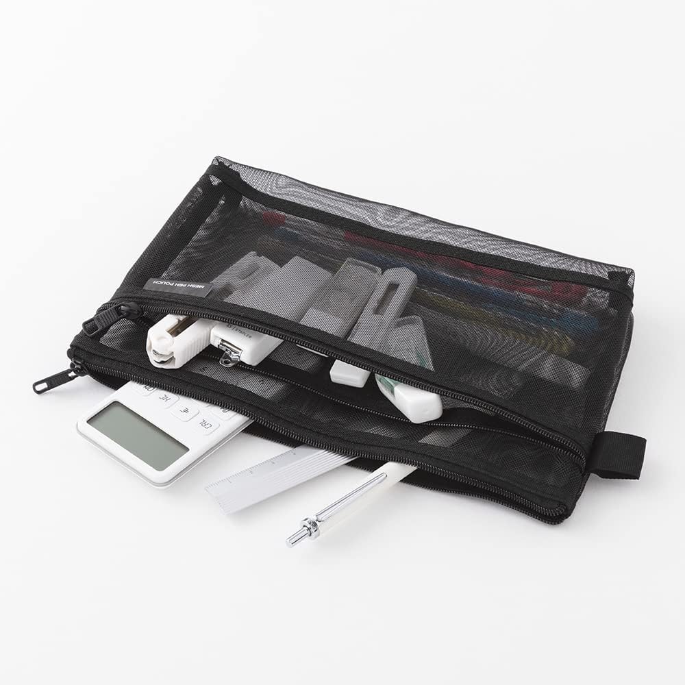 DESIGNPHIL Midori 41832006 Pen Case, Mesh Pen Pouch, Black A
