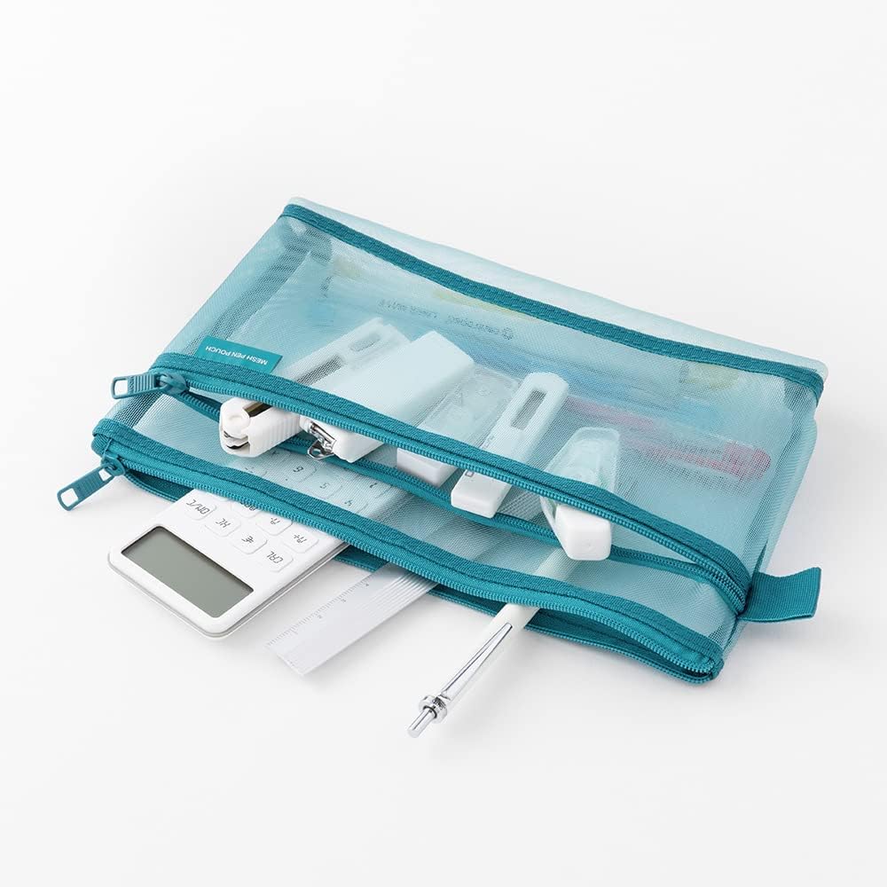DESIGNPHIL Midori 41835006 Pen Case, Mesh Pen Pouch, Blue A