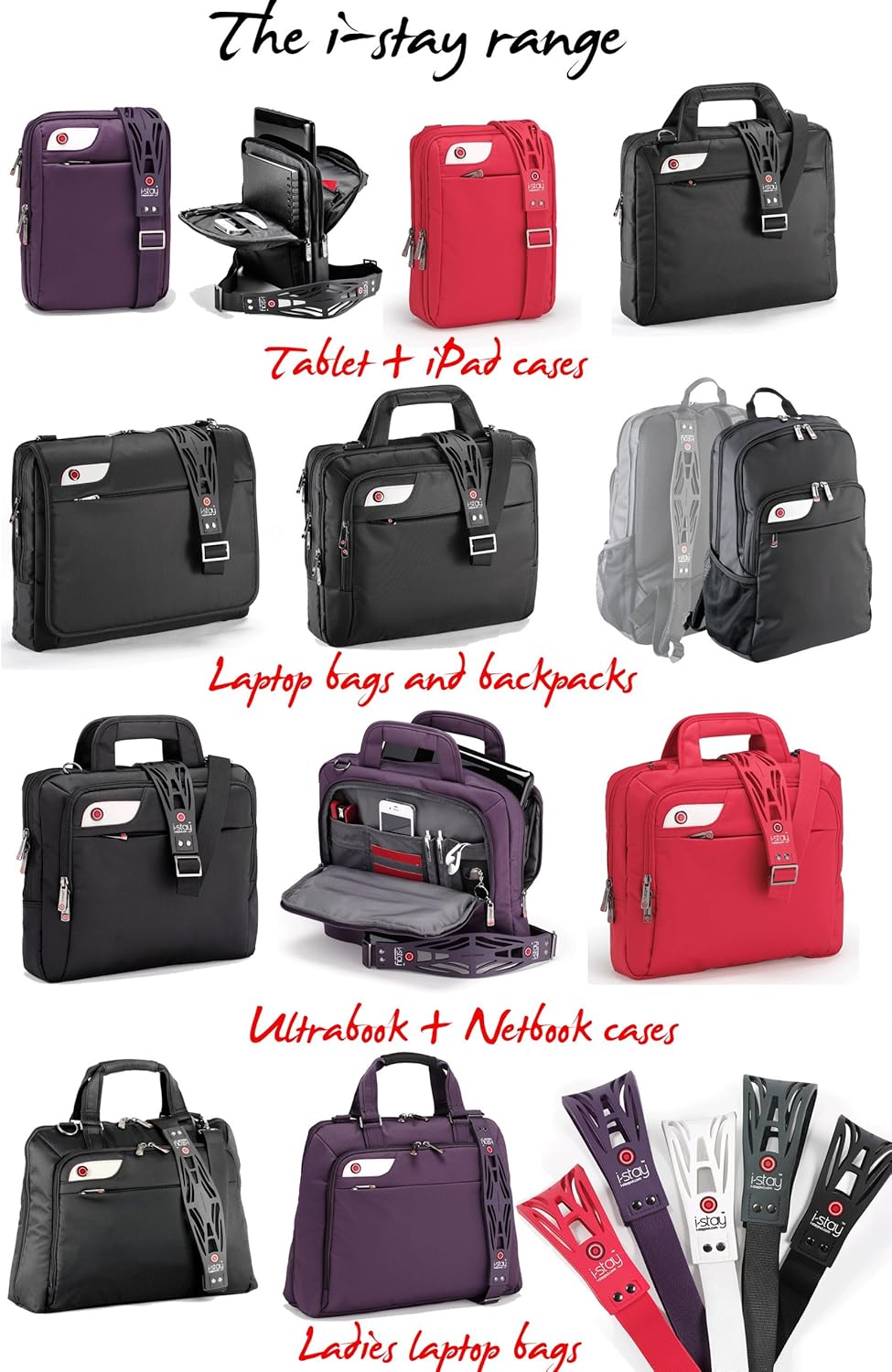 i-stay Ladies 15.6 – 16 inch Laptop Bag with Non-slip Shoulder Strap – Black