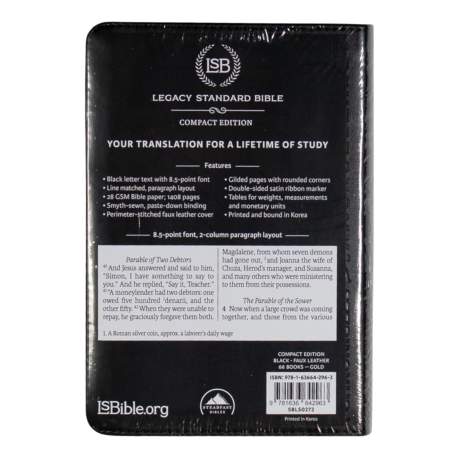 LSB Compact Bible, Black 66 Books Gold