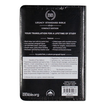 LSB Compact Bible, Black 66 Books Gold