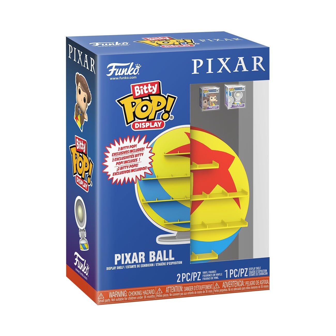 Bitty POP! Display: Pixar Ball - 0.9 Inch (2.2 Cm) Collectable - Stackable Display Shelf Included - Gift Idea - Party Bags Stocking