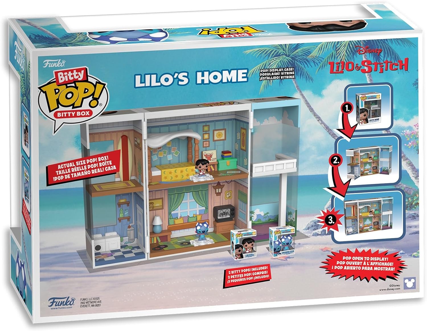 Funko Bitty Pop! Bitty Boxes: Lilo & Stitch - Lilo's Home Playset with 2-0.9 Inch Tiny Mini Figures - Disney: Lilo & Stitch - Collectible Display Case with Interior Scene and Storage