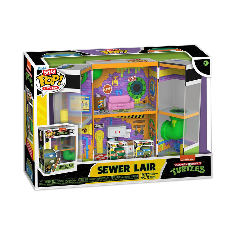 Funko Bitty Pop! Bitty Boxes: Teenage Mutant Ninja Turtles - Sewer Home Playset with 2-0.9 Inch Tiny Mini Figures - TMNT - Collectible Display Case with Interior Scene and Storage - Gift Idea