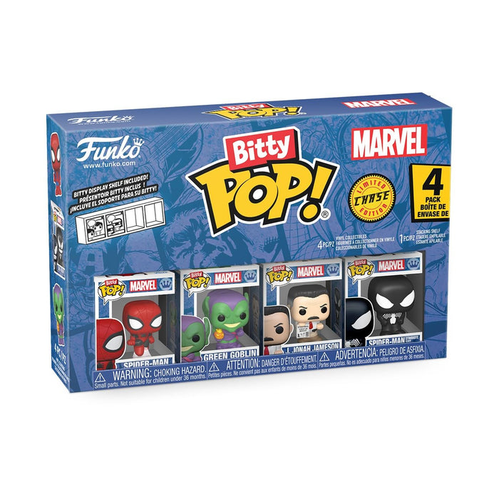 Funko Bitty Pop! Spider-Man - 4 Pack - 1/6 Odds for Rare Chase Variant and A Surprise Mystery Mini Figure - 0.9 Inch (2.2 Cm) - Marvel Comics Collectable - Gift Idea - Cake Topper