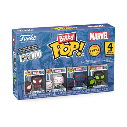 Funko Bitty Pop! Spider-Man - Miles Morales - 4 Pack - 1/6 Odds for Rare Chase Varian tand A Surprise Mystery Mini Figure - 0.9 Inch (2.2 Cm) - Marvel Comics Collectable - Gift Idea