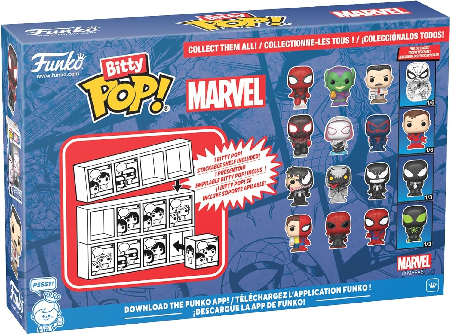 Funko Bitty Pop! Spider-Man - Miles Morales - 4 Pack - 1/6 Odds for Rare Chase Varian tand A Surprise Mystery Mini Figure - 0.9 Inch (2.2 Cm) - Marvel Comics Collectable - Gift Idea