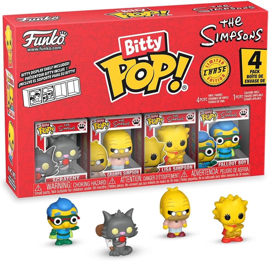 Funko Bitty Pop! the Simpsons - Scratchy - 4PK and A Surprise Mystery Mini Figure - 0.9 Inch (2.2 Cm) Collectable - Stackable Display Shelf Included - Gift Idea - Party Bags Stocking - TV Fans