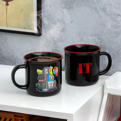 Paladone Pennywise TV Screen Heat Change Mug, 350ml Officially Licensed IT The Movie Ceramic Coffee Cup for Tea & Hot Chocolate, Gift for Horror Film Fans