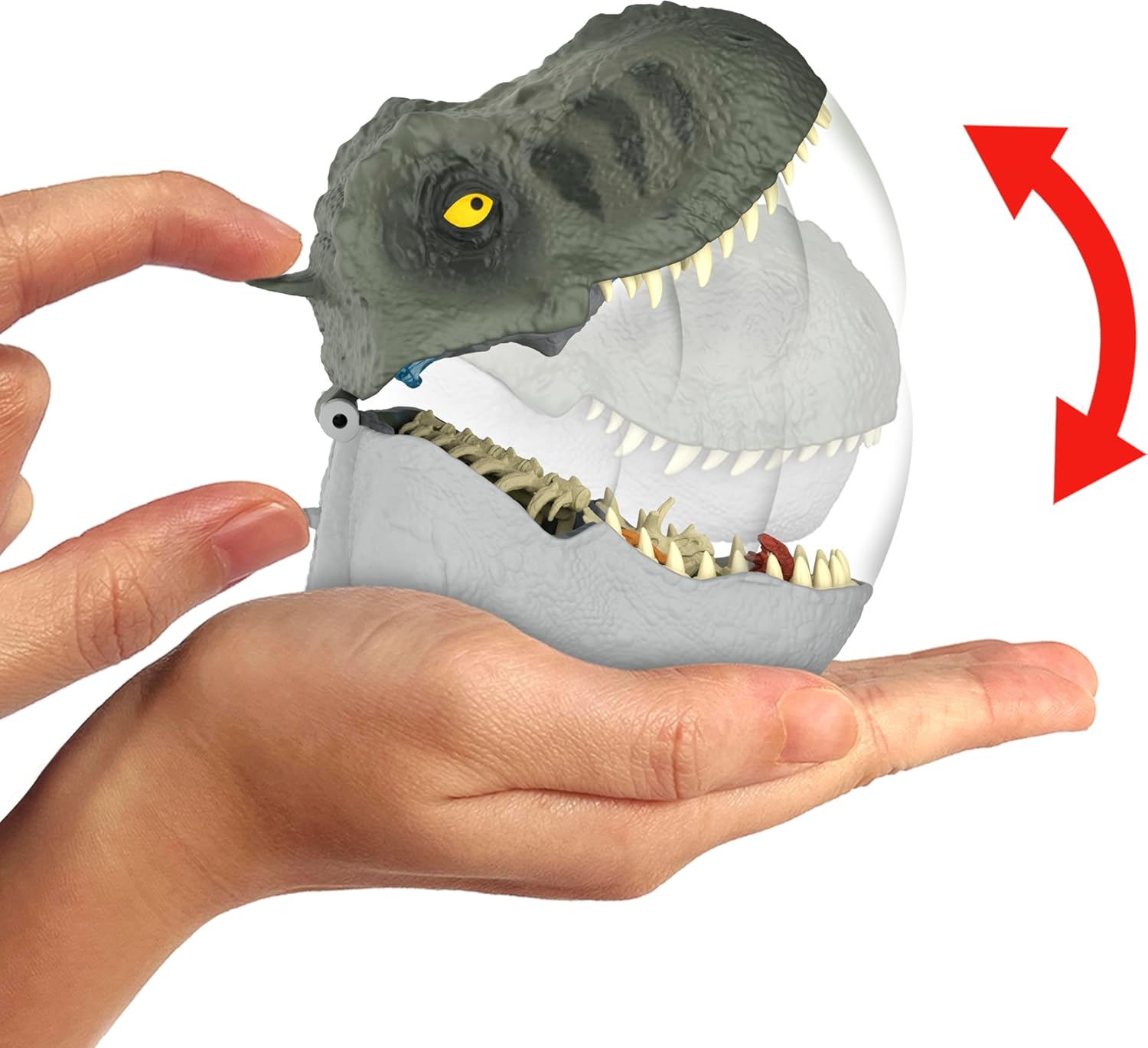 Mattel Jurassic World Rebirth Avonturen in Microland, Tyrannosaurus Rex-kop met 4 interactieve functies, 3 microfiguren, T-Rex dinosaurusspeelgoed, JGB97