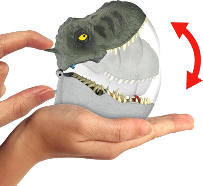 Mattel Jurassic World Rebirth Avonturen in Microland, Tyrannosaurus Rex-kop met 4 interactieve functies, 3 microfiguren, T-Rex dinosaurusspeelgoed, JGB97