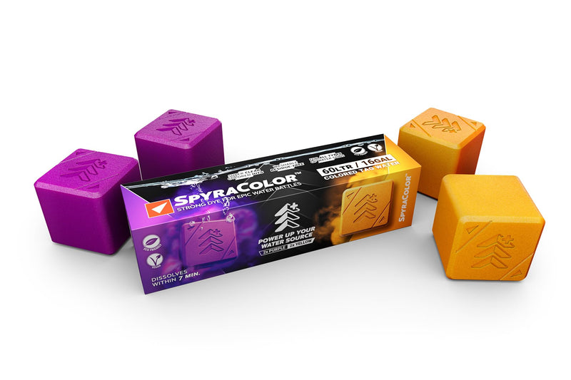 Spyra Colour Water Dye, Luminous & Dissolving Dye Pack for Water Fights, Washable and Residue-Free, Pack of 4 Outdoor, Pool, Summer Toy for Adults and Children (Purple & Yellow