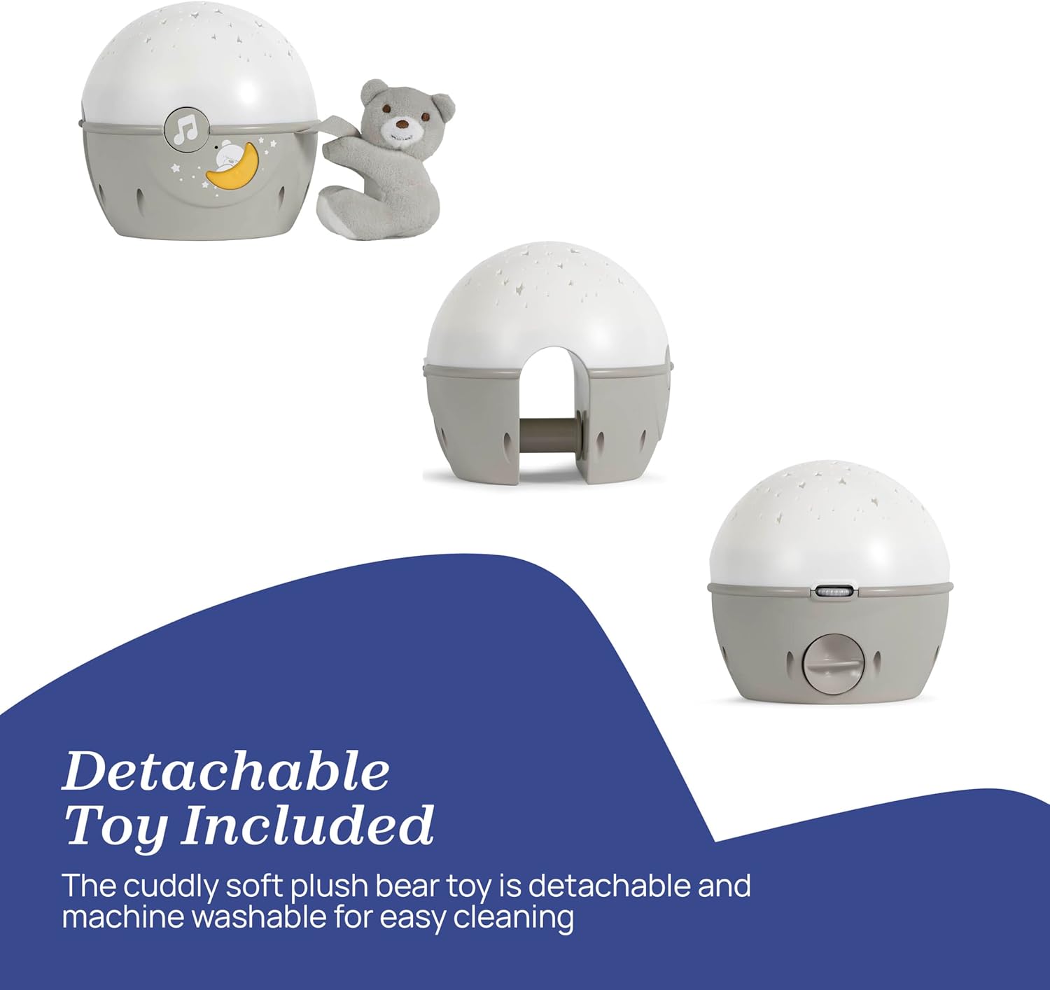 Chicco - Projectielamp Next2Stars - Sterrenprojector voor Baby - Sfeerlicht en Muziek - Voor Babybed of Reiswieg - Inclusief Knuffelbeertje
