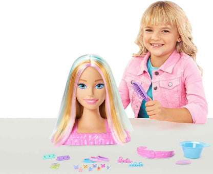 Barbie Doll Styling Head with 20+ Hair Styling Accessories Including Star & Butterfly Color Change Hair Clips, JFG81
