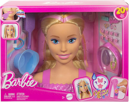 Barbie Doll Styling Head with 20+ Hair Styling Accessories Including Star & Butterfly Color Change Hair Clips, JFG81