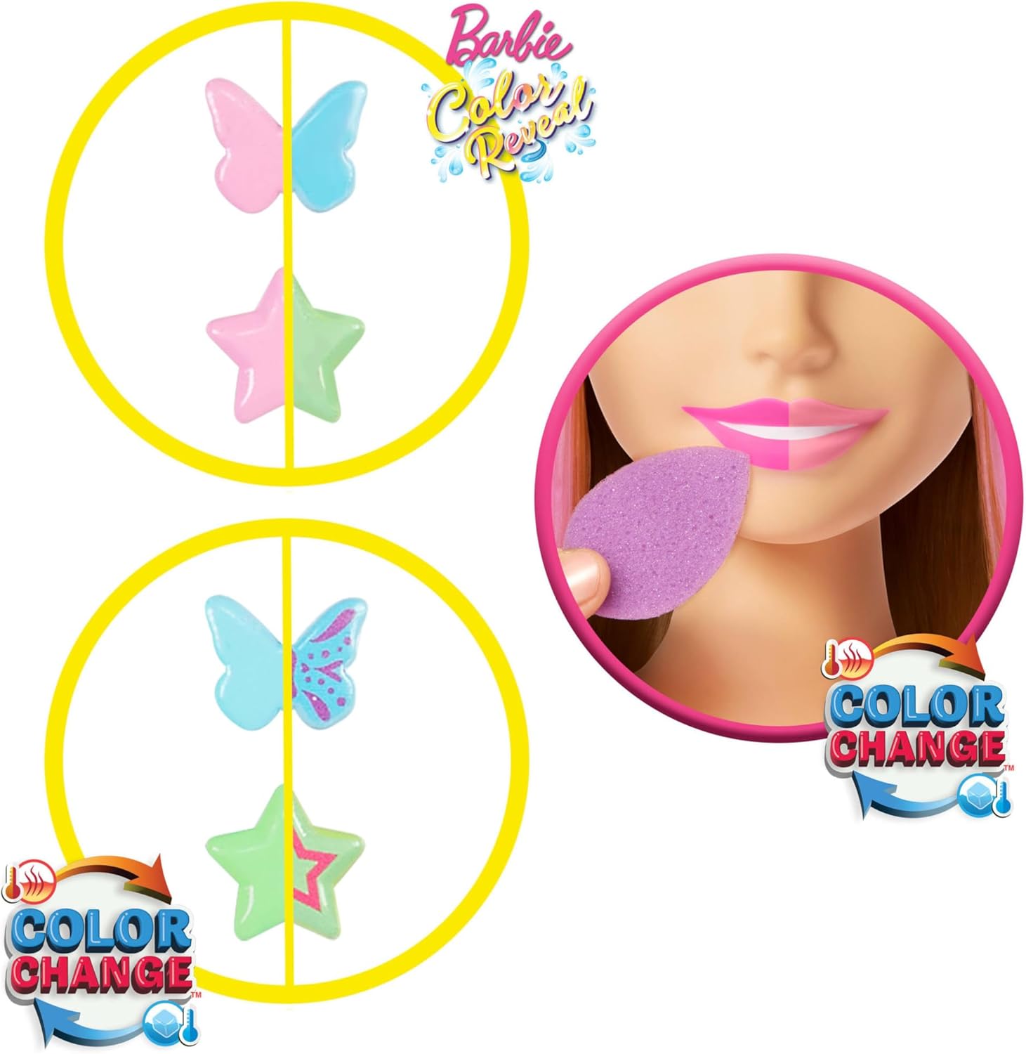 Barbie Doll Styling Head with 20+ Hair Styling Accessories Including Star & Butterfly Color Change Hair Clips, JFG81