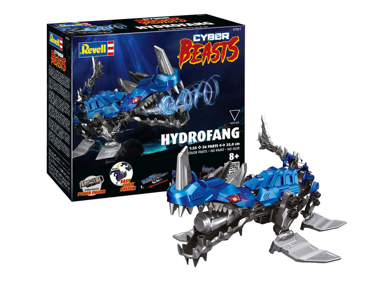 Revell 07851 HydroFang: CyberBeasts 1:35 Scale Unbuilt Pre-Coloured Plastic Model Kit With Moving Parts & CyberBeasts Engine