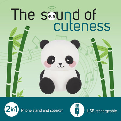 Legami - Wireless Speaker with Stand, The Sound of Cuteness, Panda Theme, Rechargeable, USB Cable Included, Can be Used as a Mobile Phone Holder, 6 x 8 x 5 cm