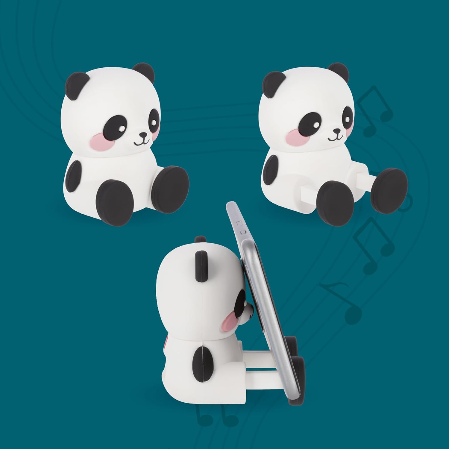 Legami - Wireless Speaker with Stand, The Sound of Cuteness, Panda Theme, Rechargeable, USB Cable Included, Can be Used as a Mobile Phone Holder, 6 x 8 x 5 cm
