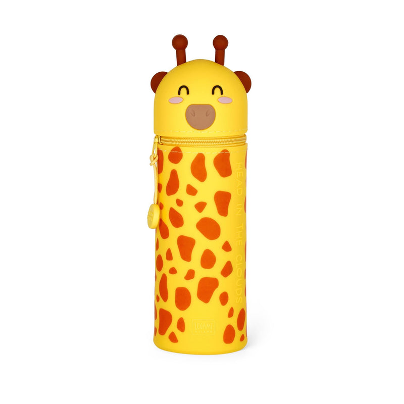 LEGAMI - Kawaii 2-in-1 Soft Silicone Pencil Case, Giraffe-Shaped Pouch, Pen Holder, Silicone Zipper, Pen Pouch, Pencils, Markers, H 18.5 cm, Yellow, Soft