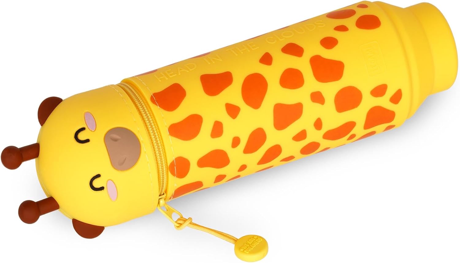 LEGAMI - Kawaii 2-in-1 Soft Silicone Pencil Case, Giraffe-Shaped Pouch, Pen Holder, Silicone Zipper, Pen Pouch, Pencils, Markers, H 18.5 cm, Yellow, Soft