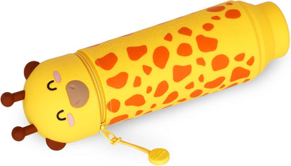 LEGAMI - Kawaii 2-in-1 Soft Silicone Pencil Case, Giraffe-Shaped Pouch, Pen Holder, Silicone Zipper, Pen Pouch, Pencils, Markers, H 18.5 cm, Yellow, Soft