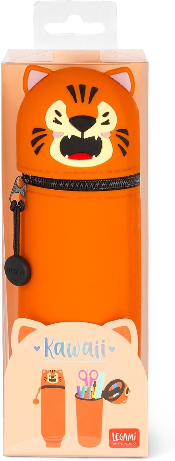 LEGAMI - 2-in-1 Soft Silicone Case - Kawaii Table Pen Holder, Zipper, Silicone, Pen Bag, Colouring Pencils Marker, H 18.5 cm