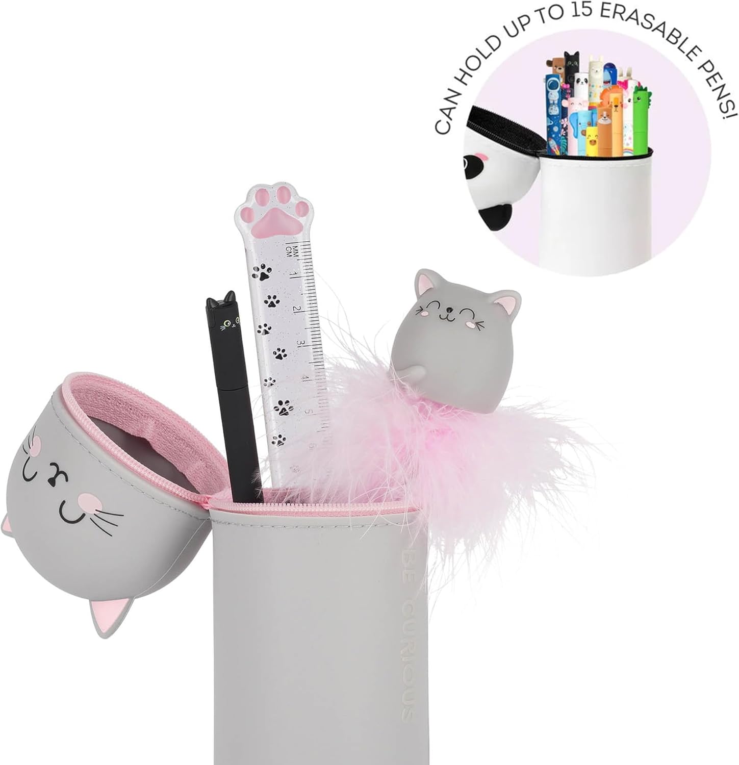 LEGAMI - 2-in-1 Soft Silicone Case - Kawaii Table Pen Holder, Zipper, Silicone, Pen Bag, Colouring Pencils Marker, H 18.5 cm