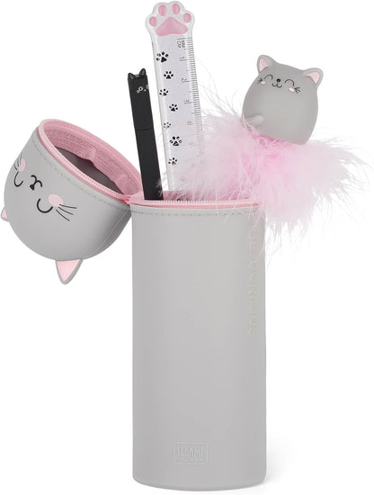 LEGAMI - 2-in-1 Soft Silicone Case - Kawaii Table Pen Holder, Zipper, Silicone, Pen Bag, Colouring Pencils Marker, H 18.5 cm