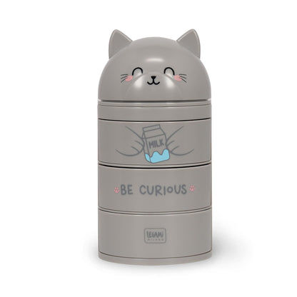 Legami - Desk Organiser, Desk Organiser with 3 Side Opening Drawers, Top Compartment with Sliding Closure, Kitty Theme
