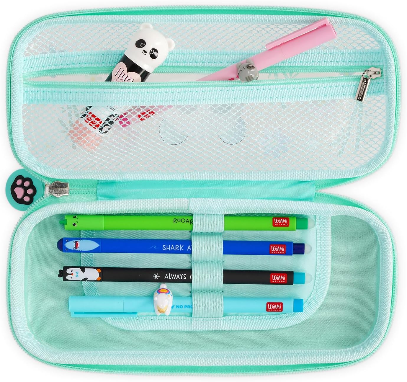 Legami - Wonderwow Pencil Case, 2 Compartments and Pen Holder Inside, Mesh Compartment, Zipper Closure, 23 x 11 x 5 cm