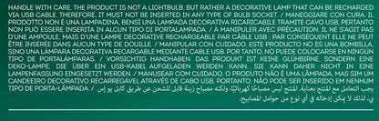 LEGAMI - Light Bulb Shaped Table Lamp, Rechargeable with USB Cable, Wireless, Bulbs Fiction, Be Happy Theme, 6.8 x 10.3 cm