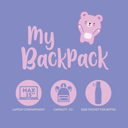 Legami - Zaino Per Scuola My Backpack, Cartella Scuola Foderata e Imbottita, Chiusura a Zip, Tasca Interna per Laptop e Tablet, Utilizzabile per viaggiare 32 L, 35 x 45 x 20 cm