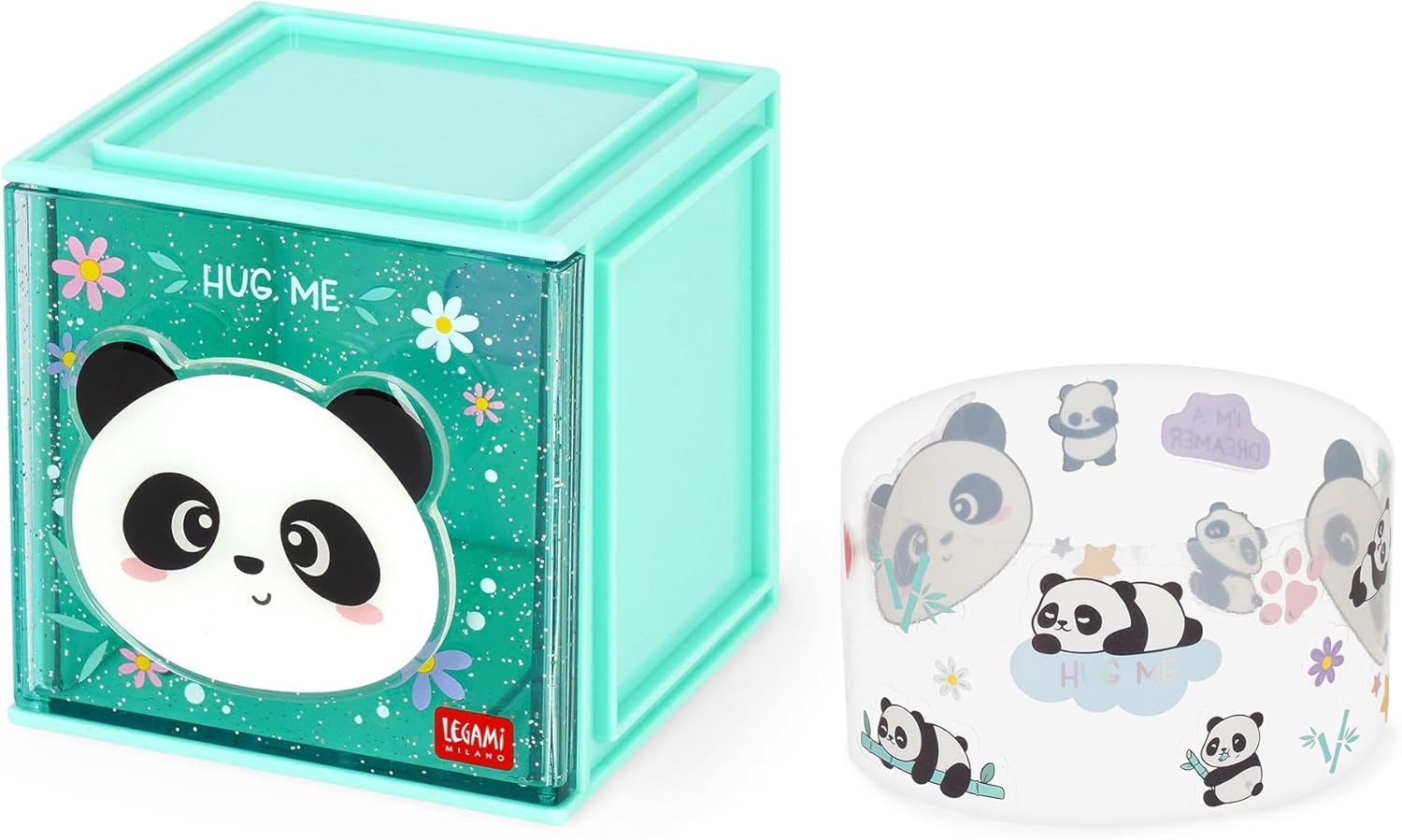 LEGAMI - Cutie Cubes Panda Desk Organiser Storage Box Sticker Sheet Included Stackable Multifunctional ABS 90 x 90 x 100 cm
