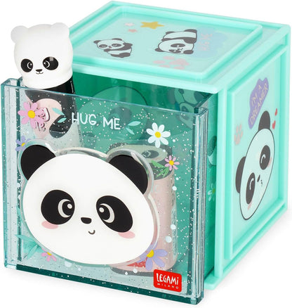 LEGAMI - Cutie Cubes Panda Desk Organiser Storage Box Sticker Sheet Included Stackable Multifunctional ABS 90 x 90 x 100 cm