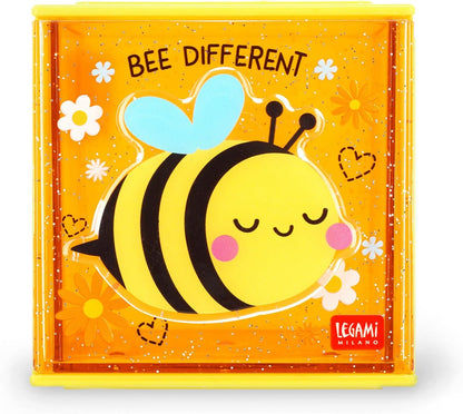 Legami - Cutie Cubes Desk Box, Bee Theme, Desk Organizer, Storage Box, Sticker Sheet Included, Stackable, Multifunctional, ABS, 90 x 90 x 100 cm