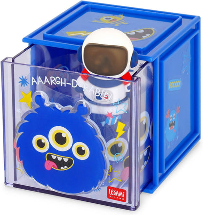 LEGAMI - Cutie Cubes Monster Desk Organiser Storage Box Sticker Sheet Included Stackable Multifunctional ABS 90 x 90 x 100 cm
