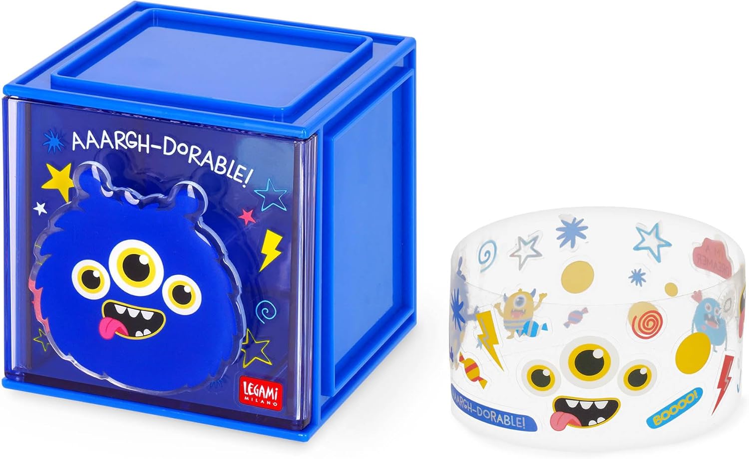 LEGAMI - Cutie Cubes Monster Desk Organiser Storage Box Sticker Sheet Included Stackable Multifunctional ABS 90 x 90 x 100 cm