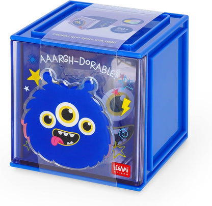 LEGAMI - Cutie Cubes Monster Desk Organiser Storage Box Sticker Sheet Included Stackable Multifunctional ABS 90 x 90 x 100 cm