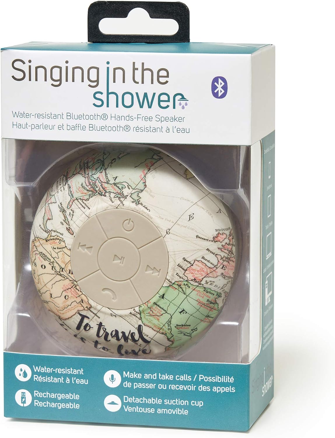 Legami - Handsfree and Bluetooth® Water Resistant Speaker, 8.5 x 8 cm, Silicone and ABS, Singing in the Shower, Integrated Microphone, USB Charging Cable Included, Charging Time 1 Hour