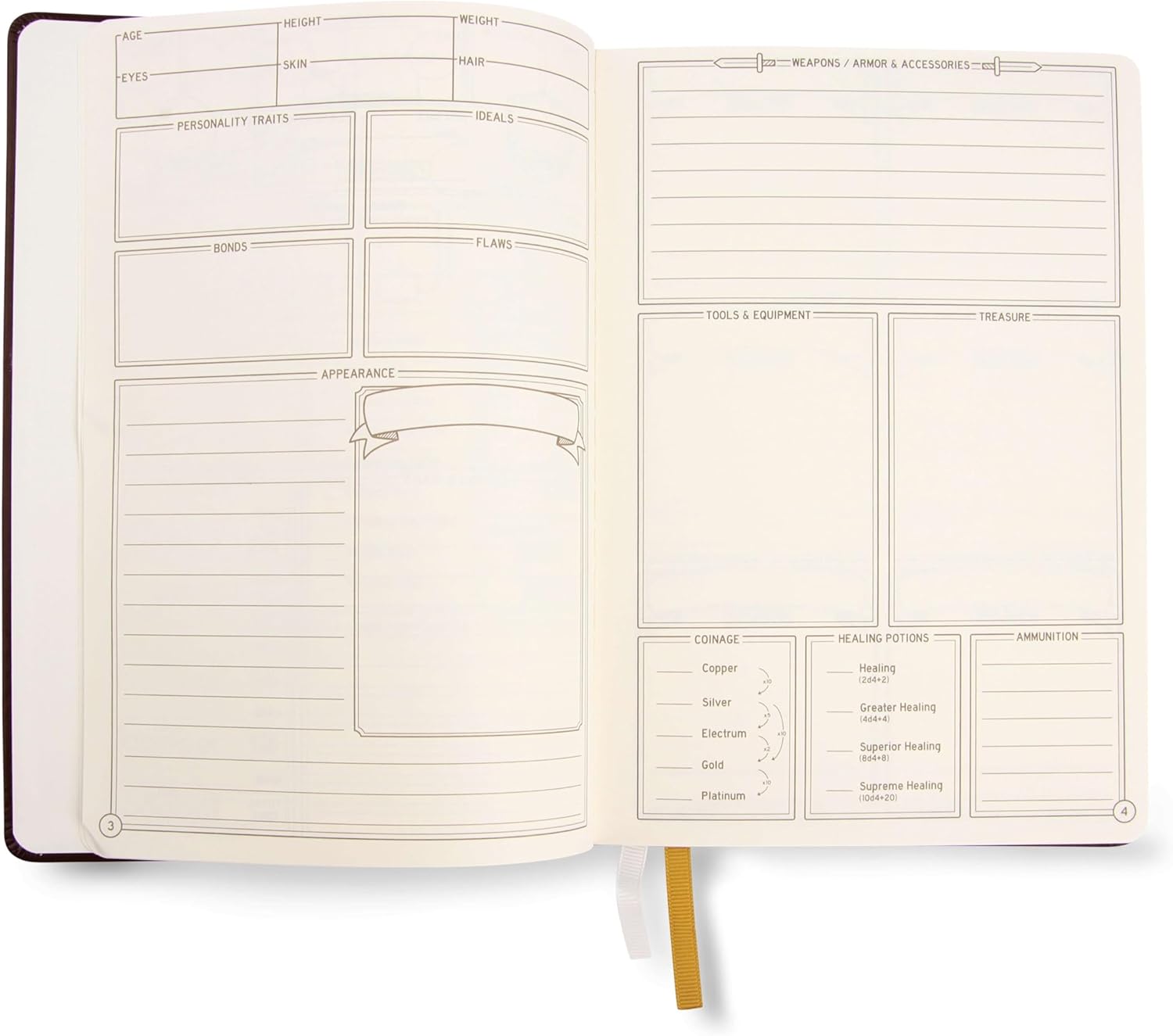 GlassStaff DnD 5e Character Notebook Journal – Player journal – Character sheet - PU leather journal dnd - Dungeons and Dragons Quest - dnd character sheets (Brown