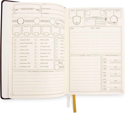 GlassStaff DnD 5e Character Notebook Journal – Player journal – Character sheet - PU leather journal dnd - Dungeons and Dragons Quest - dnd character sheets (Brown