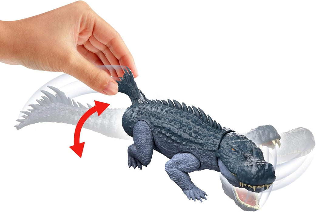 Mattel Jurassic World Rebirth Gigantic Thrashers Dinosaur Figure, Purussaurus Large Species Toy, 2 Rampage Attacks, Digital Play, JGB94