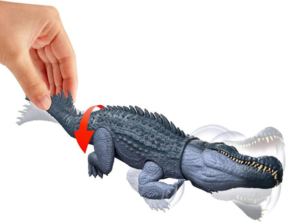 Mattel Jurassic World Rebirth Gigantic Thrashers Dinosaur Figure, Purussaurus Large Species Toy, 2 Rampage Attacks, Digital Play, JGB94
