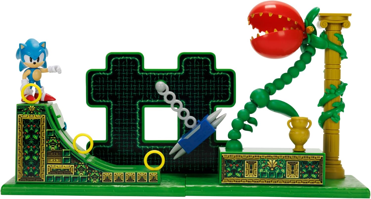 Sonic The Hedgehog Stardust Speedway Zone Playset with 2.5” / 6cm Sonic Action Figure. Features Universal Customisable Play Pieces, Iconic To The Video Game For Boys Aged 3+
