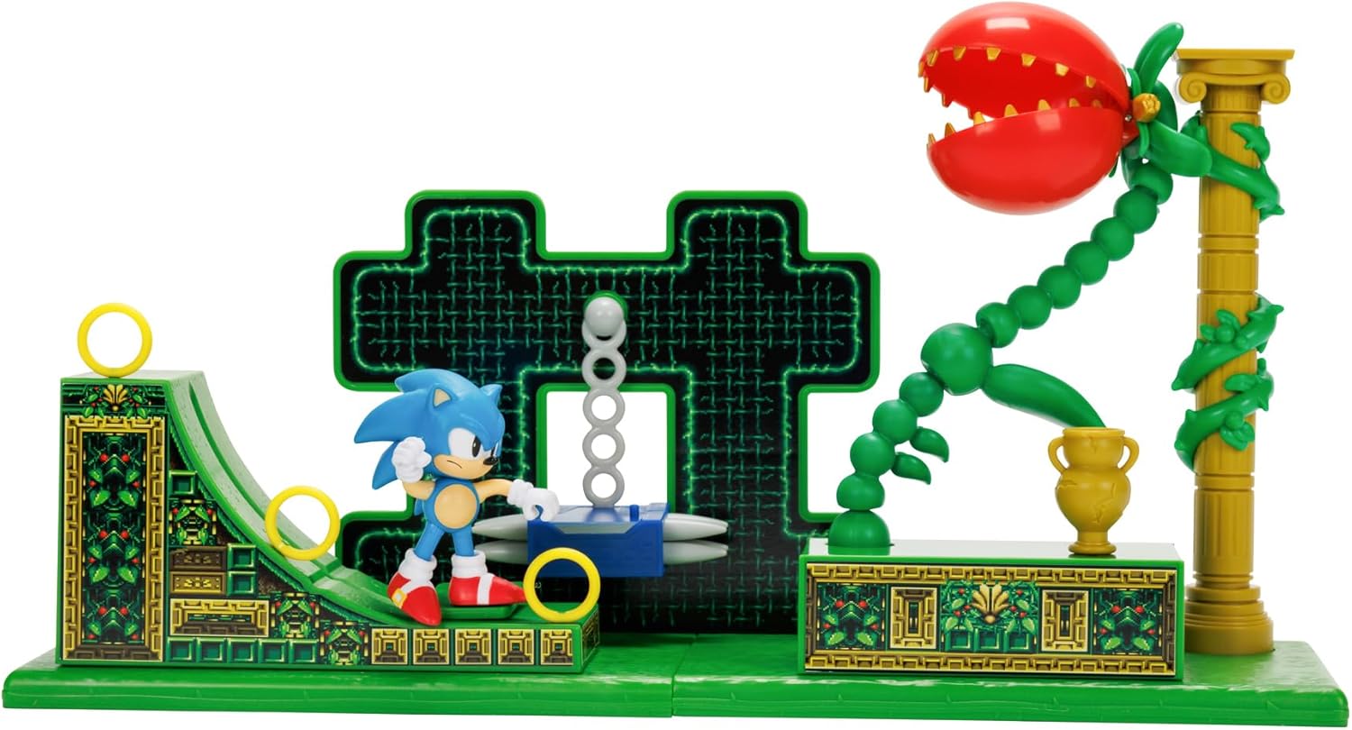 Sonic The Hedgehog Stardust Speedway Zone Playset with 2.5” / 6cm Sonic Action Figure. Features Universal Customisable Play Pieces, Iconic To The Video Game For Boys Aged 3+