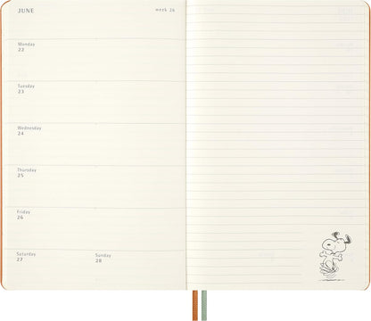 Moleskine Peanuts Weekly Planner 2026, 12-Month Agenda with Space for Notes, Hard Cover, Elastic Closure, and Themed Stickers, Large Format 13 x 21 cm