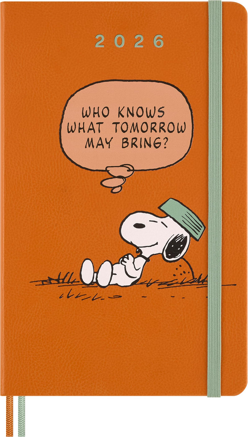 Moleskine Peanuts Weekly Planner 2026, 12-Month Agenda with Space for Notes, Hard Cover, Elastic Closure, and Themed Stickers, Large Format 13 x 21 cm