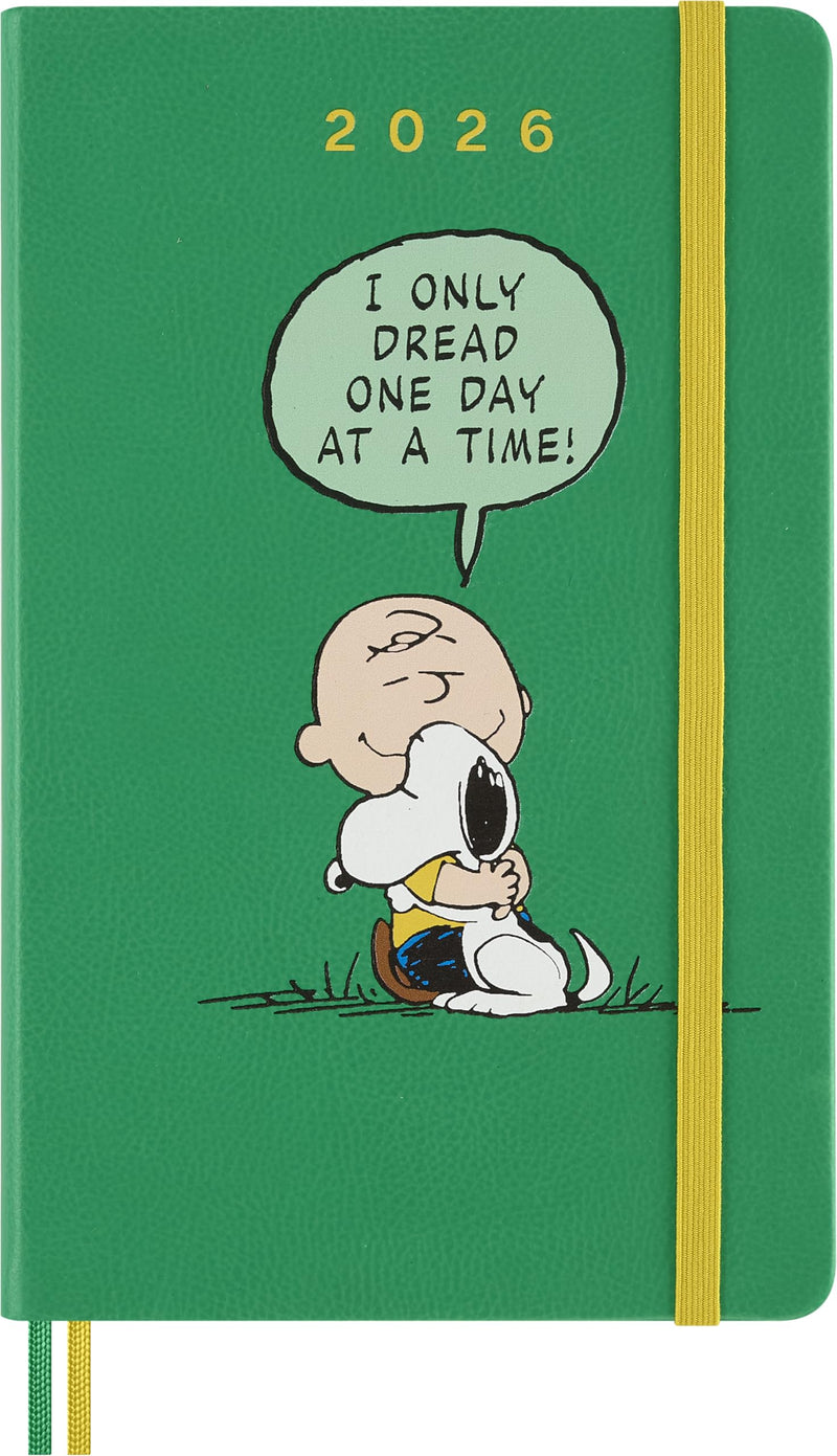 Moleskine Peanuts Daily Planner 2026, 12-Month Agenda with Hard Cover, Elastic Closure, and Themed Stickers, Large Format 13 x 21 cm